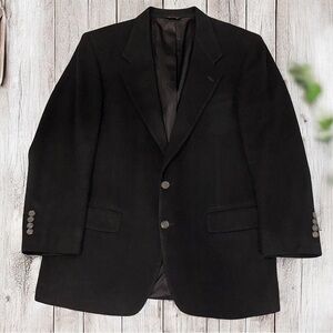 VTG Sak’s Fifth Avenue Men’s 100% Camel Hair Black Sport Coat Blazer ~ Size 42R